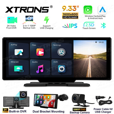 9.33'' IPS Screen CarPlay Android Auto Car GPS Stereo Navigation 2K Video DVR CAM