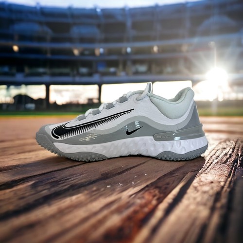 Nike Baseball Alpha Huarache Elite 4 Turf Shoes White Grey