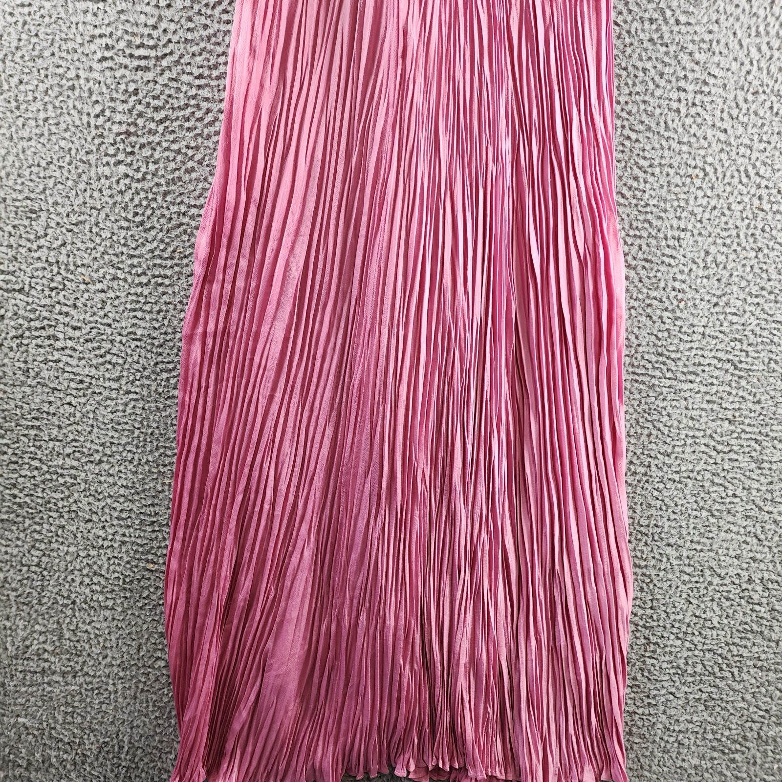 A.L.C. Angelina Pleated Maxi Dress Women's 12 Chateau Rose Deep V-Neck Side Zip - Picture 12 of 14
