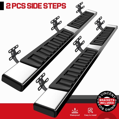 Fit 2019-2025 Dodge Ram 1500 Crew Cab 6'' Side Step Running Board Nerf Bar S/S H