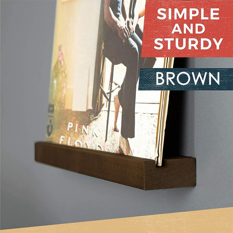 Vinyl Record Wall Mount Holder Rack Wood Elegant Display Ledge Record Stand Kit