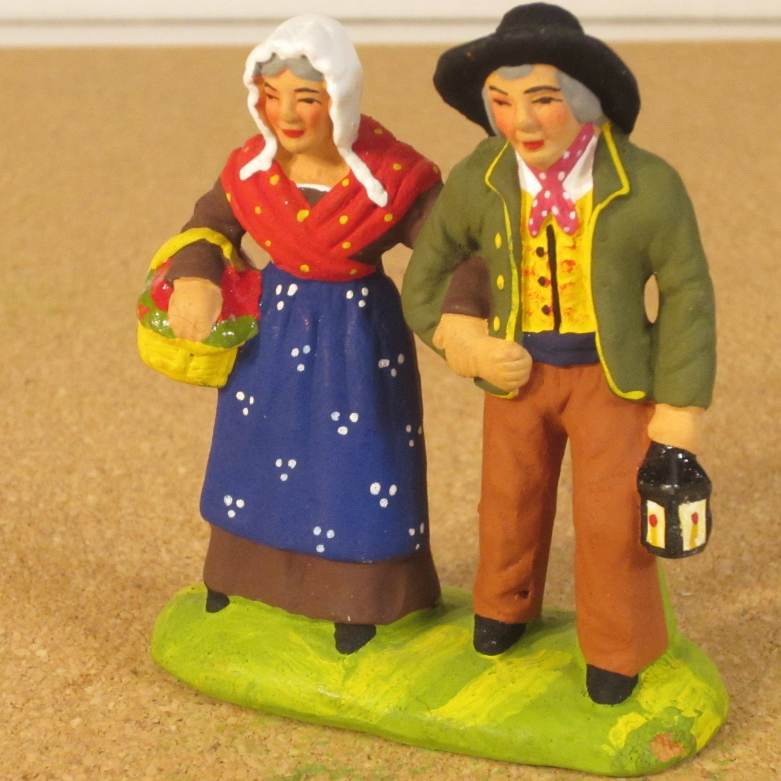Carbonel French Nativity santon #2 older couple walking with arms linked