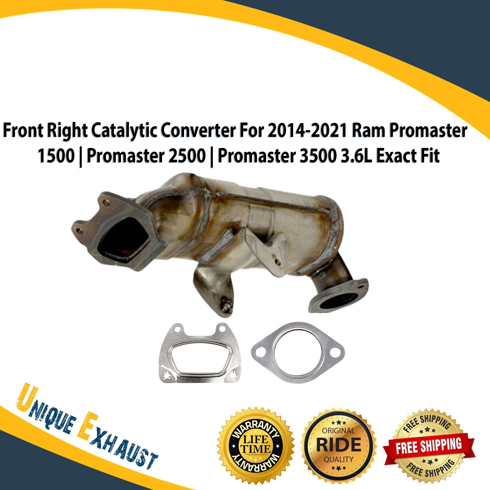 FrontRight Catalytic For 14-21 RamPromaster1500|Promaster2500|Promaster3500 3.6L