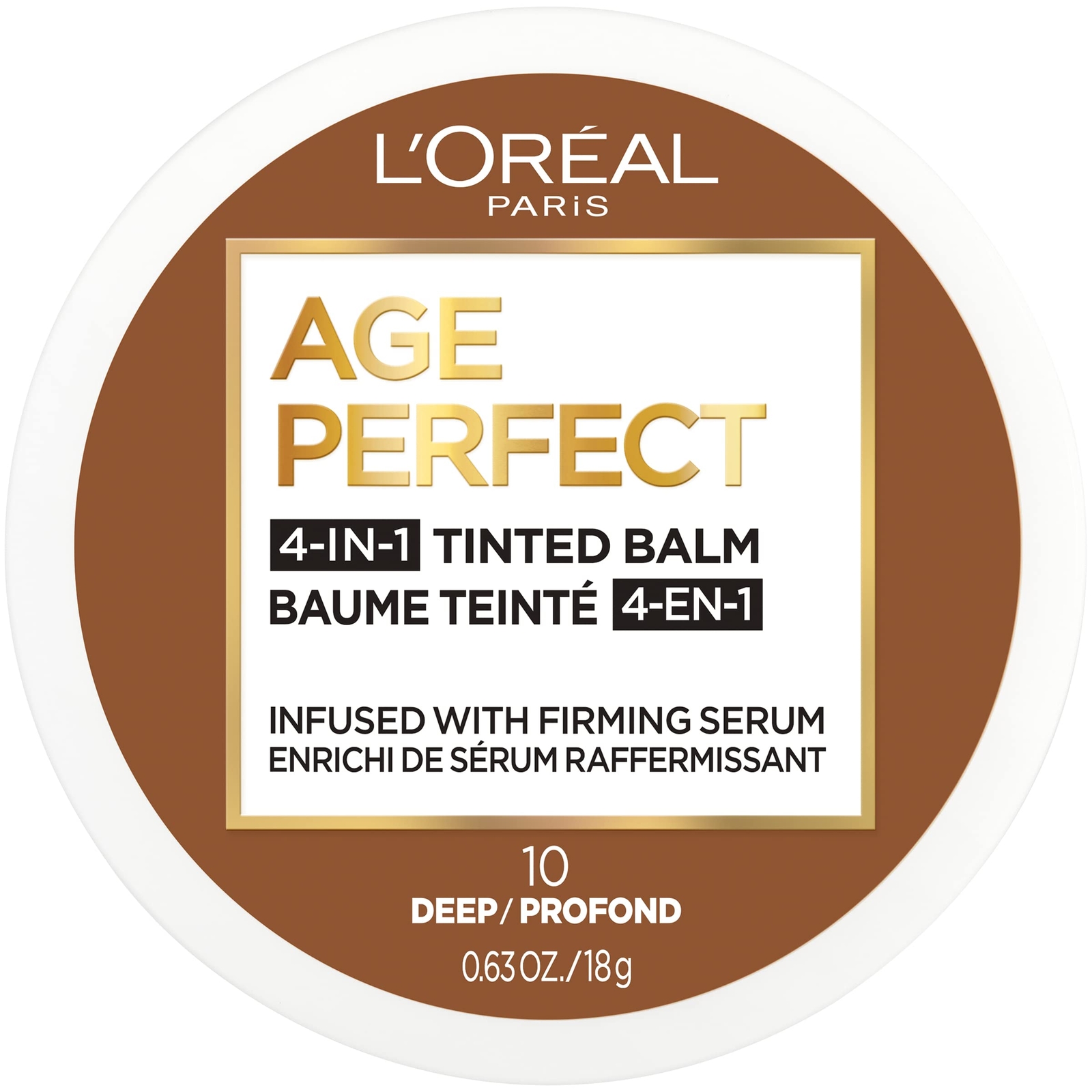 L'Oreal Paris Age Perfect 4-in-1 Tinted Face Balm Foundation Deep 10, 0.61 Ounce