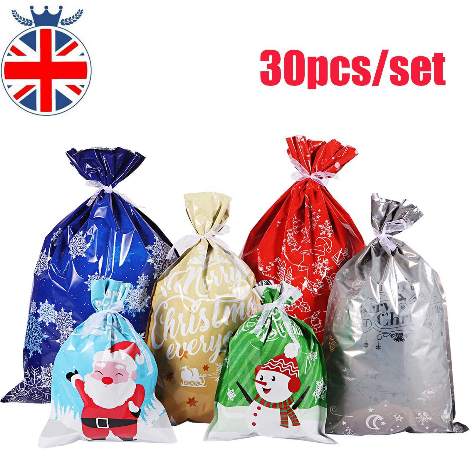 30X Christmas Foil Gift Bags Unique Wedding Favours Party Bag Cookies