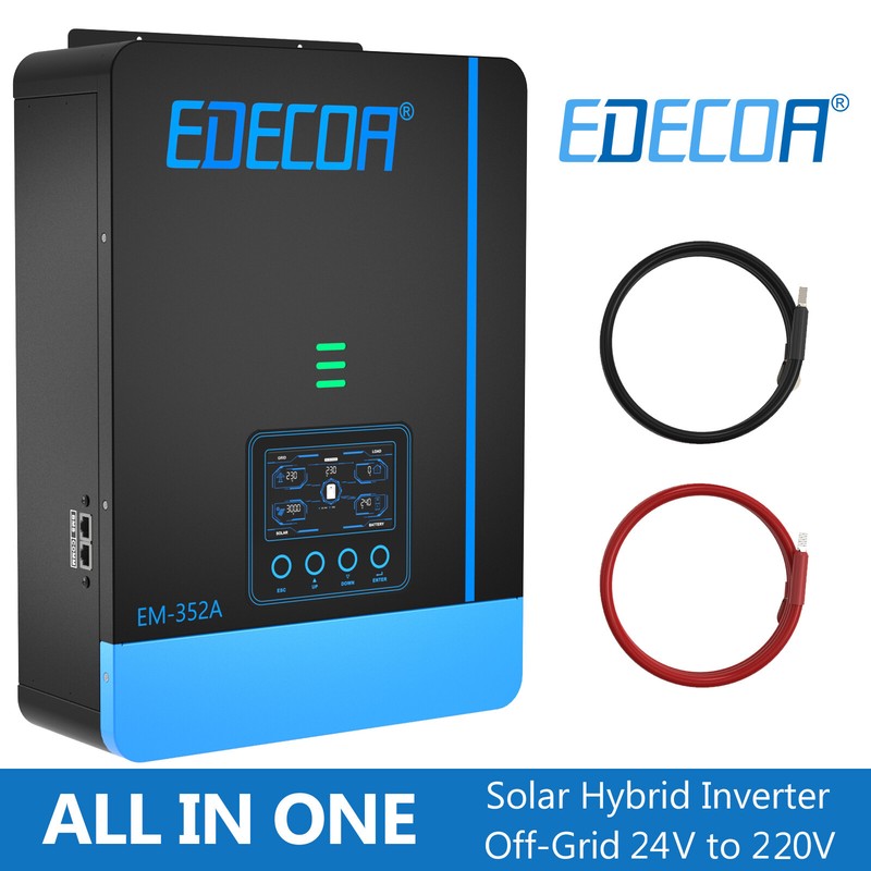 Edecoa 4000va Hybrid Solar Wechselrichter 24v 3800w Mppt 110a Pv 55-450vdc Bms