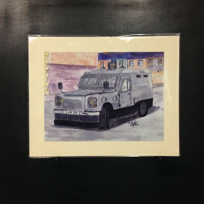 Armoured Simba  Landrover, Royal Ulster Constabulary, N. Ireland, print