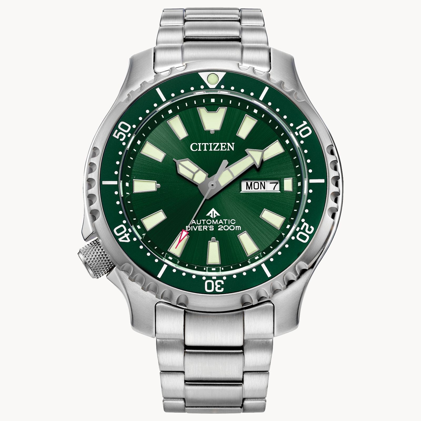 Pre-owned Citizen Ny0151-59x Men's Promaster 200m Stainless Dial Automatic Dive Watch