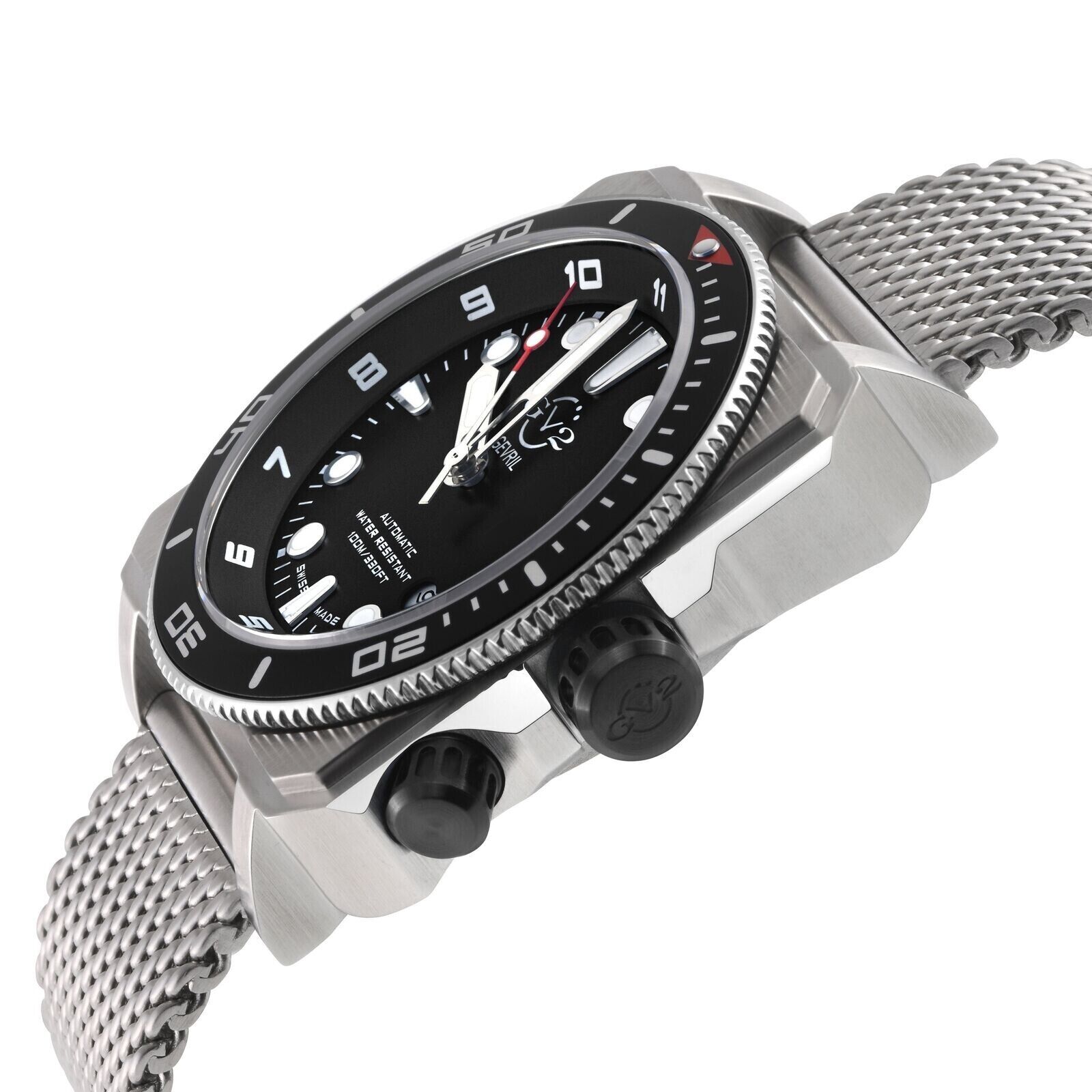 Pre-owned Gv2 By Gevril Men's 4541b Xo Submarine Swiss Automatic Sw200 Steel Date Watch