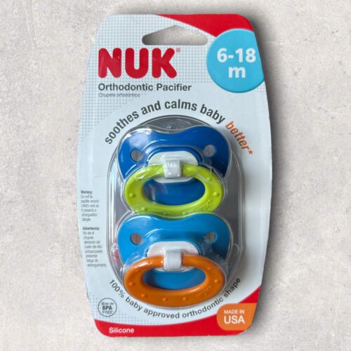 NUK Orthodontic Silicone Pacifier 6-18 Months, One Package Of 2