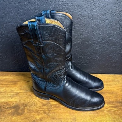 Justin 3080 Black Leather Cowboy Western Boots Women 8.5 B Made in USA