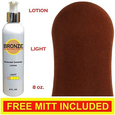 BRONZE - Sunless Self Tanning Lotion - LIGHT - 8 oz + Best Tanner