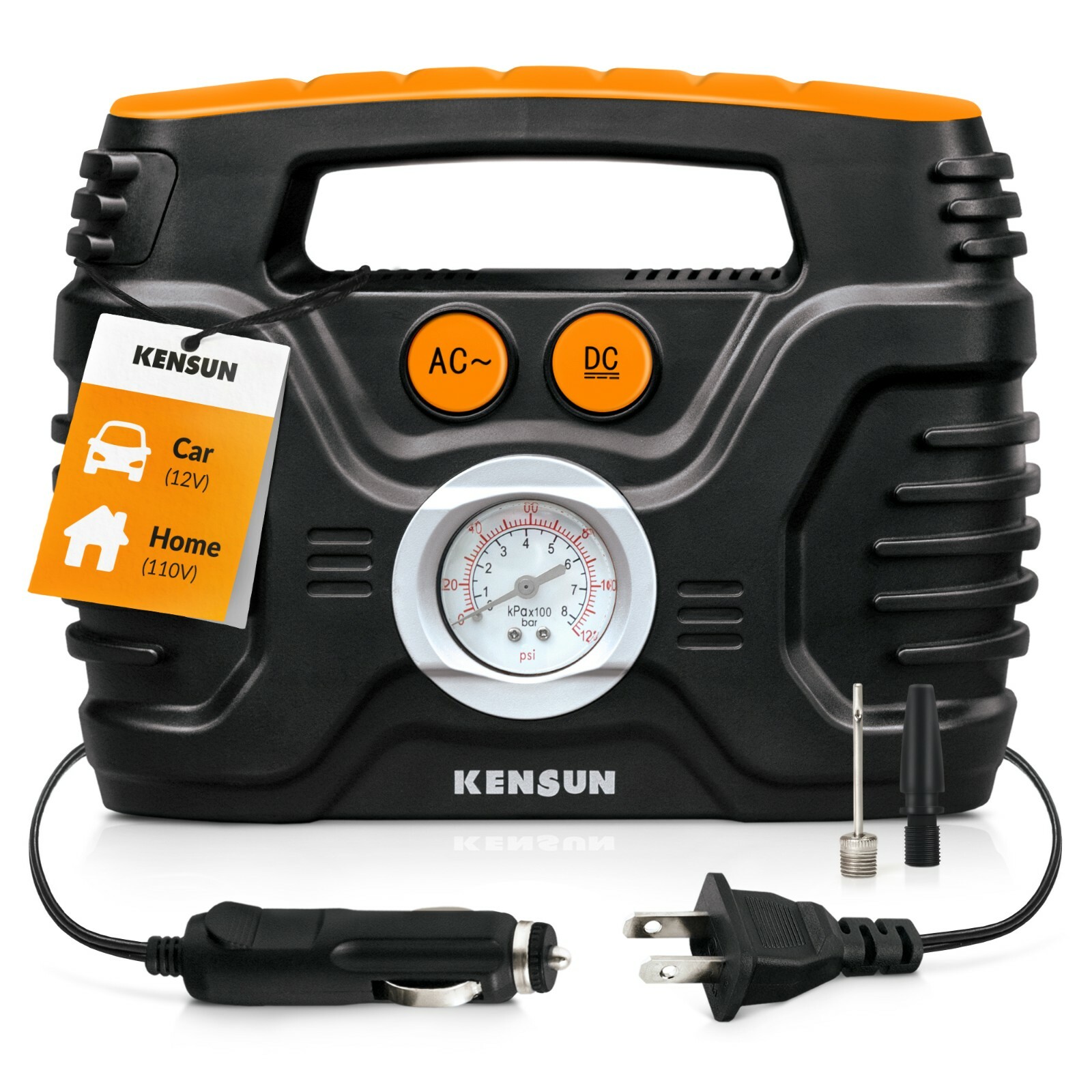 Air Compressor Car Tire Inflator Portable Analog Electric Air Pump 12v 110v