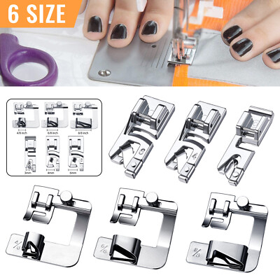 6PCS Rolled Hemmer Presser Foot Kit For Brother Singer Household Sewing Machines