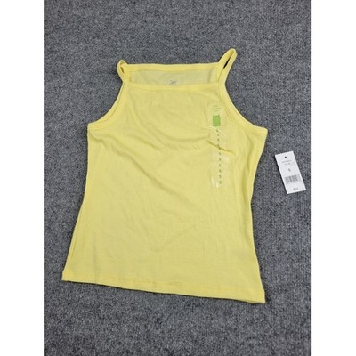 Dip Womens Yellow Ribbed Crop High Neck Cami Tank Top Small NWT