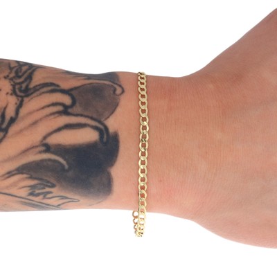 10K Yellow Gold 3.5mm Italian Curb Cuban Chain Link Bracelet or Anklet 7" 8" 9"