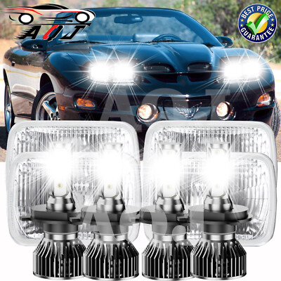 For Pontiac Trans Am 1998 1999 2000-2002 4pcs 4X6'' LED Headlights Hi/Lo Beam ++