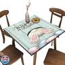 CRXTNSVR Easter Square Tablecloth, Waterproof Fitted Table Cloth for Outdoor Picnic Indoor, Funny Rabbit Easter Egg Print Wipeable Elastic Fabric Table Cover, Fits Tables up to 40