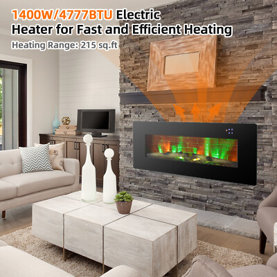 42" Electric Fireplace Wall Mounted & Freestanding Heater Remote Control 1500W
