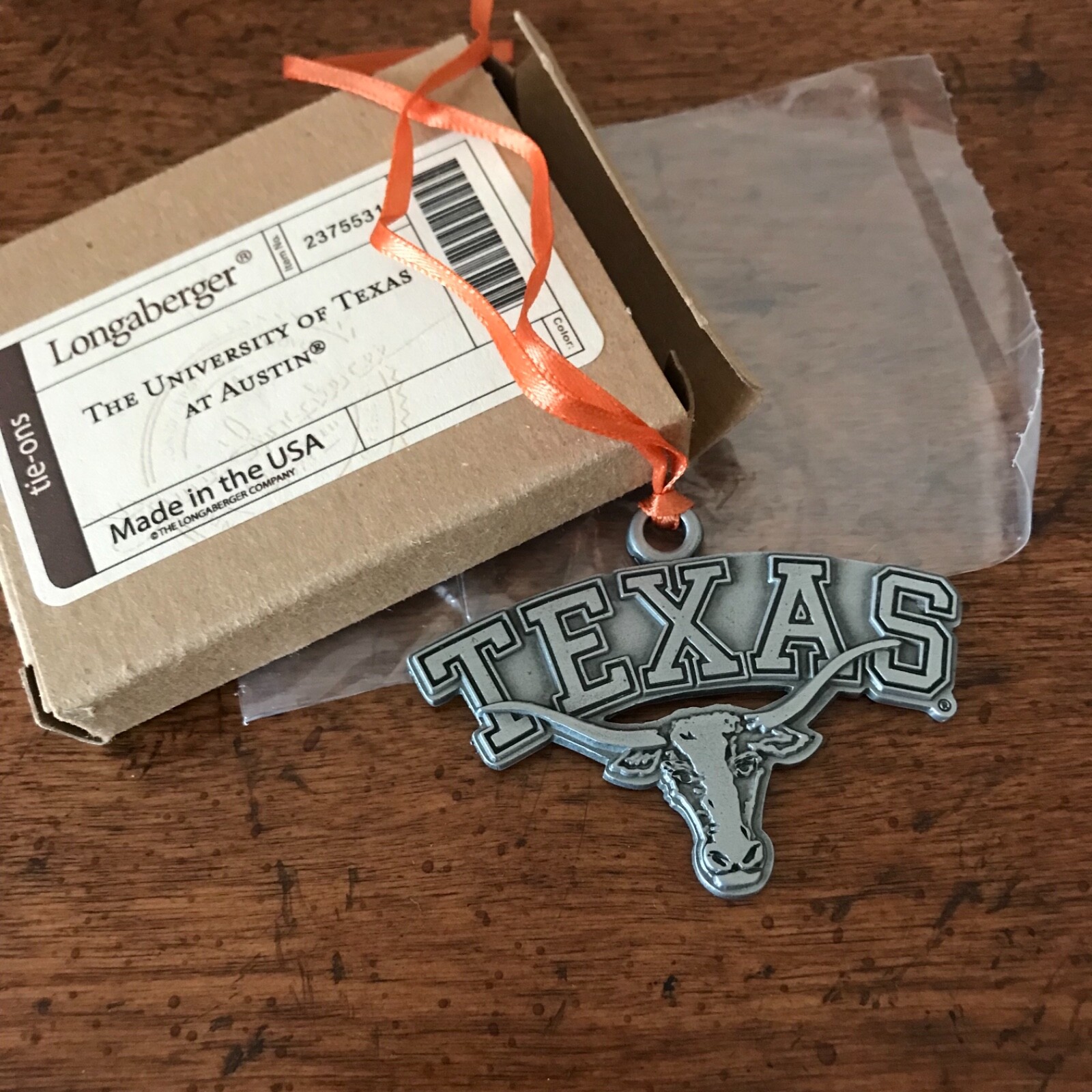 Longaberger Texas Longhorns Large Market Basket, Lid, Protector, and Tie-on