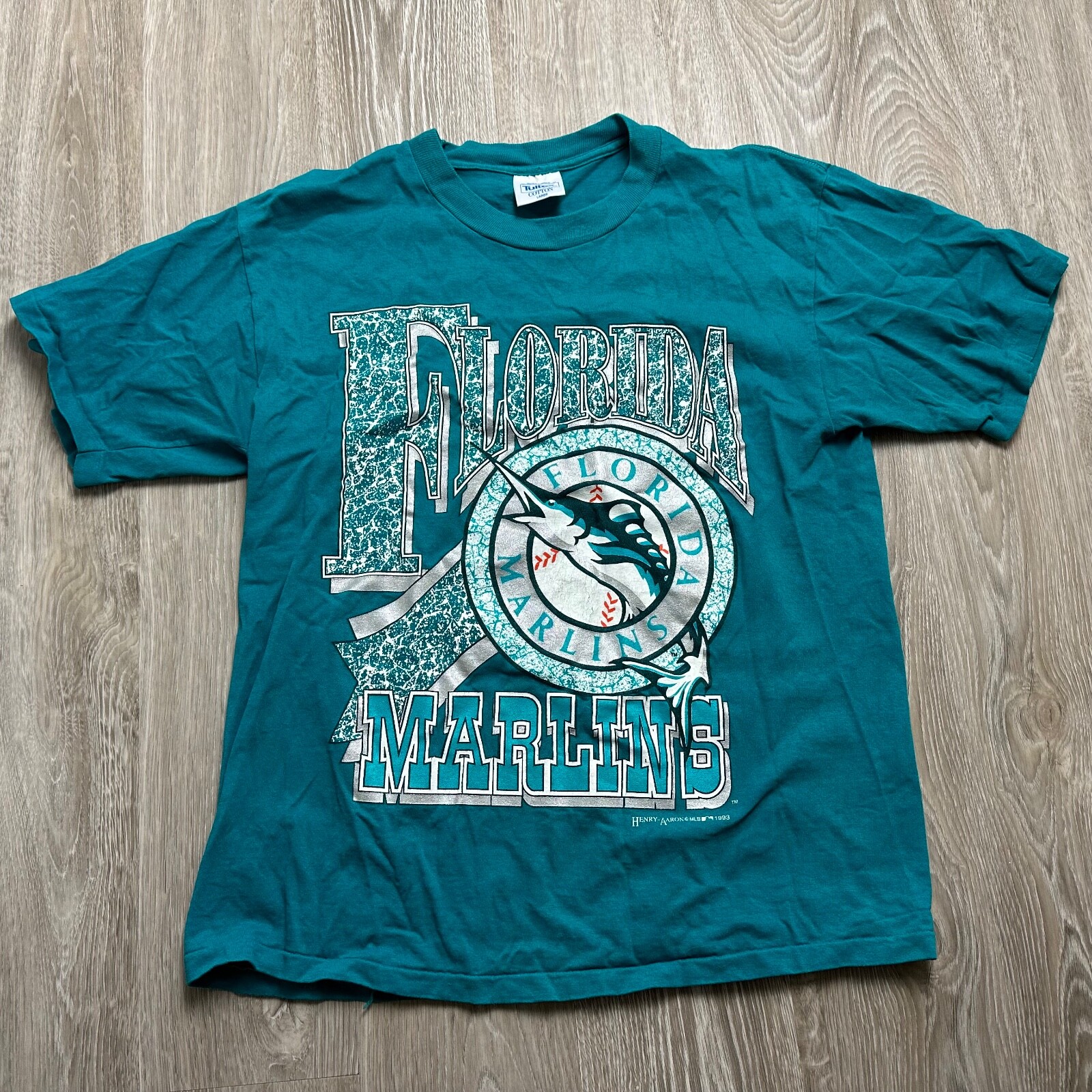 

Бирюзовая белая футболка с винтажным рисунком MLB Florida Marlins 1993 года, сделанная в США, мужская, Синий