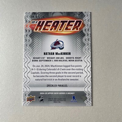2024 Upper Deck Series 2 #OH-5 Nathan MacKinnon On a Heater Speckled