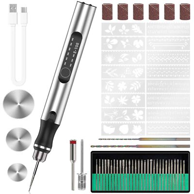 Portable Engraving Pen Electric Cordless Rotary Tools w/ 34 Bits for Metal Wood