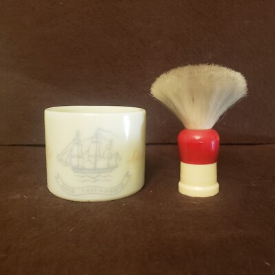 Vintage Old Spice Shaving Mug Cup W/ Brush Ship Friendship Shulton 
