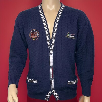 Vintage University Of Virginia UVA Cardigan Diadora Embroidered Rotunda Logo