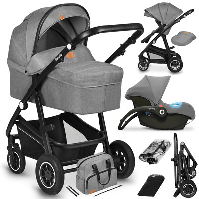 Kombi-Kinderwagen BIANKA 3 IN 1 Babywanne Autositz Kinderwagen  Verdeck XXL Räde