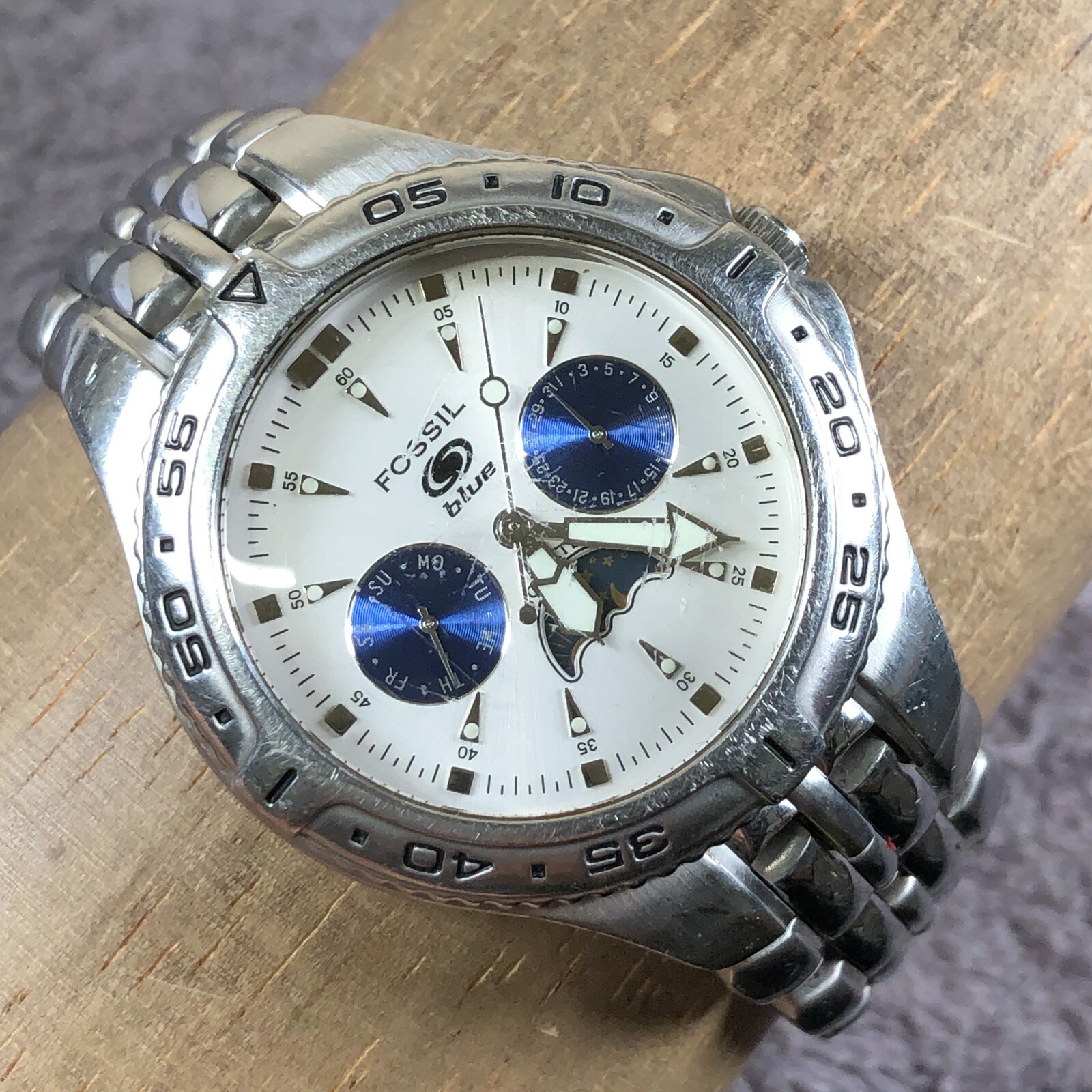 NEW-FOSSIL MACHINE SILVER TONE,ORANGE CHRONOGRAPH DIAL,WATCH