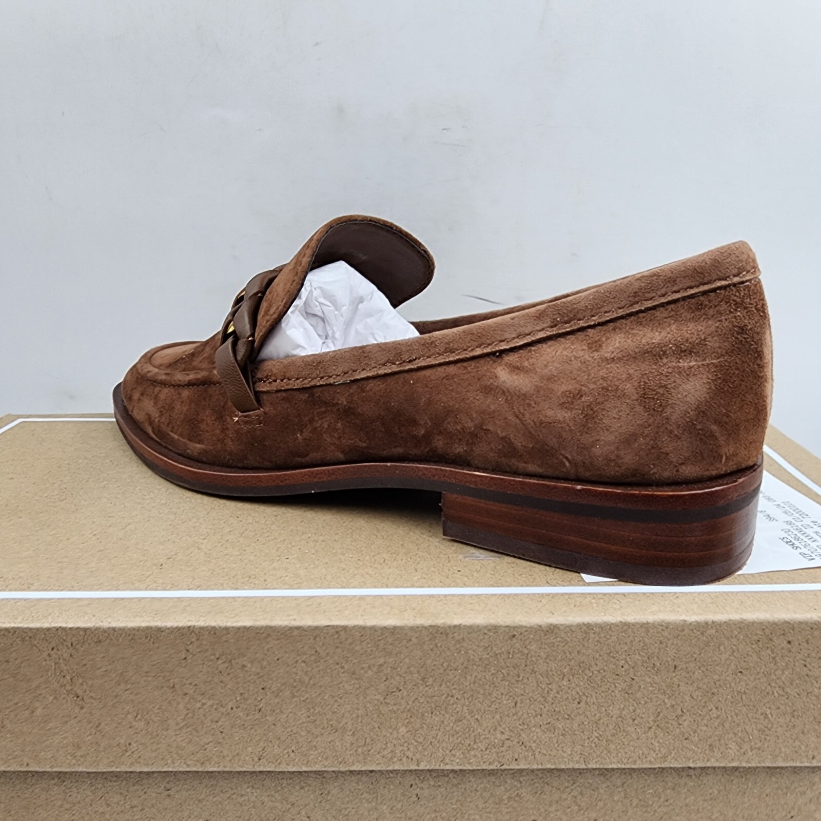 Dolce Vita Sallie Suede Chain Bit Loafers Women's 7.5 Brown Round Toe Slip On - Picture 10 of 18