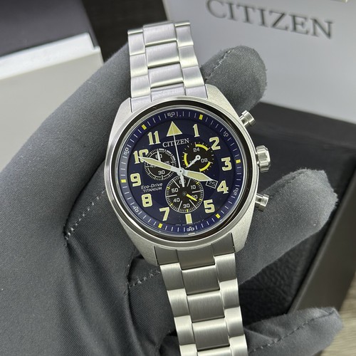 Pre-owned Citizen New✅titanium✅  Eco-drive Garrison Blue Number Dial Men's Watch At2480-57l