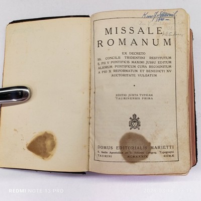 1939 Missale Romanum Latin Catholic Mass Book Marietti Turin Pre Vatican II