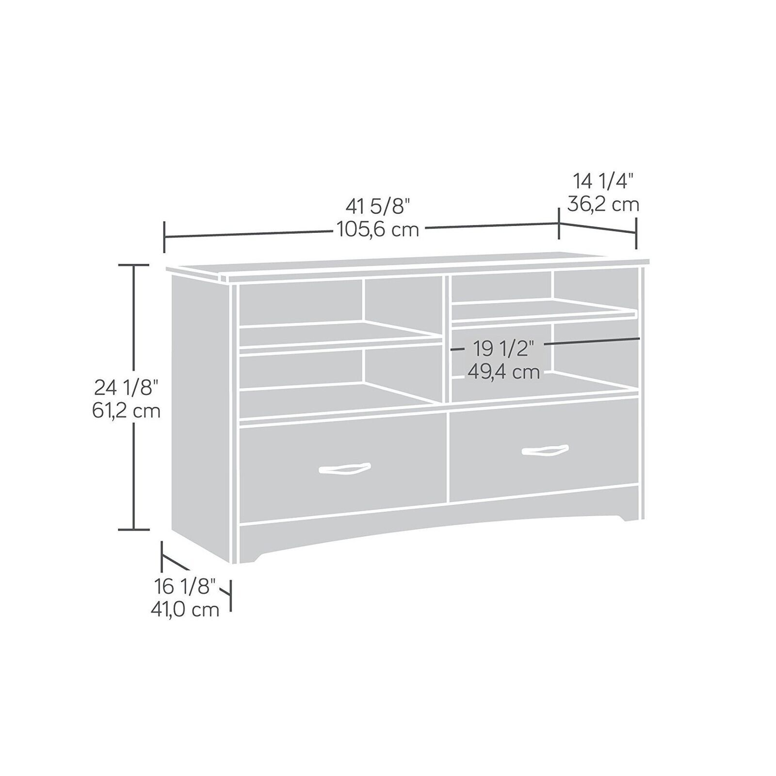 Sauder Beginnings TV Stand with Drawers, For TV's up to 46", Cinnamon Cherry ...
