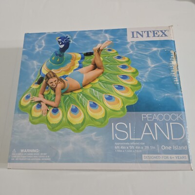 Intex Peacock Island Inflatable One Island New In Box Pool Party 2 Grab Handles 