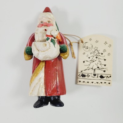House of Hatten Ornament Enchanted Forest Santa Goose Denise Calla 1988 5'' Tag