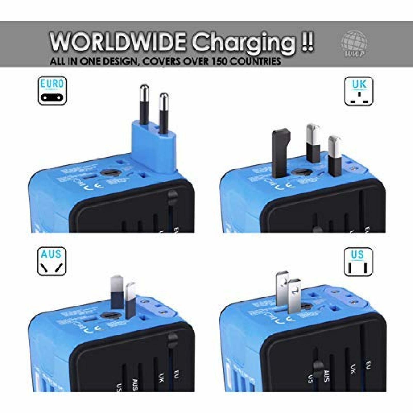 Universal Travel Adapter, International Power Adapter, European Plug Adapter US