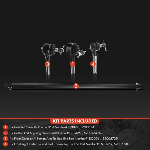 4x Inner & Outer Tie Rod End Kit for Jeep Grand Cherokee Wrangler TJ Comanche