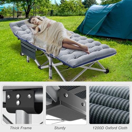 NAIZEA 2 Packs Folding Camping Cots with Mattress & Carry Bag 75"*28" Sleep Cot