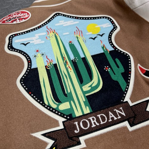 JORDAN TRAVIS SCOTT X JORDAN VARSITY JACKET SIZE LARGE MENS ANTIQUE BROWN