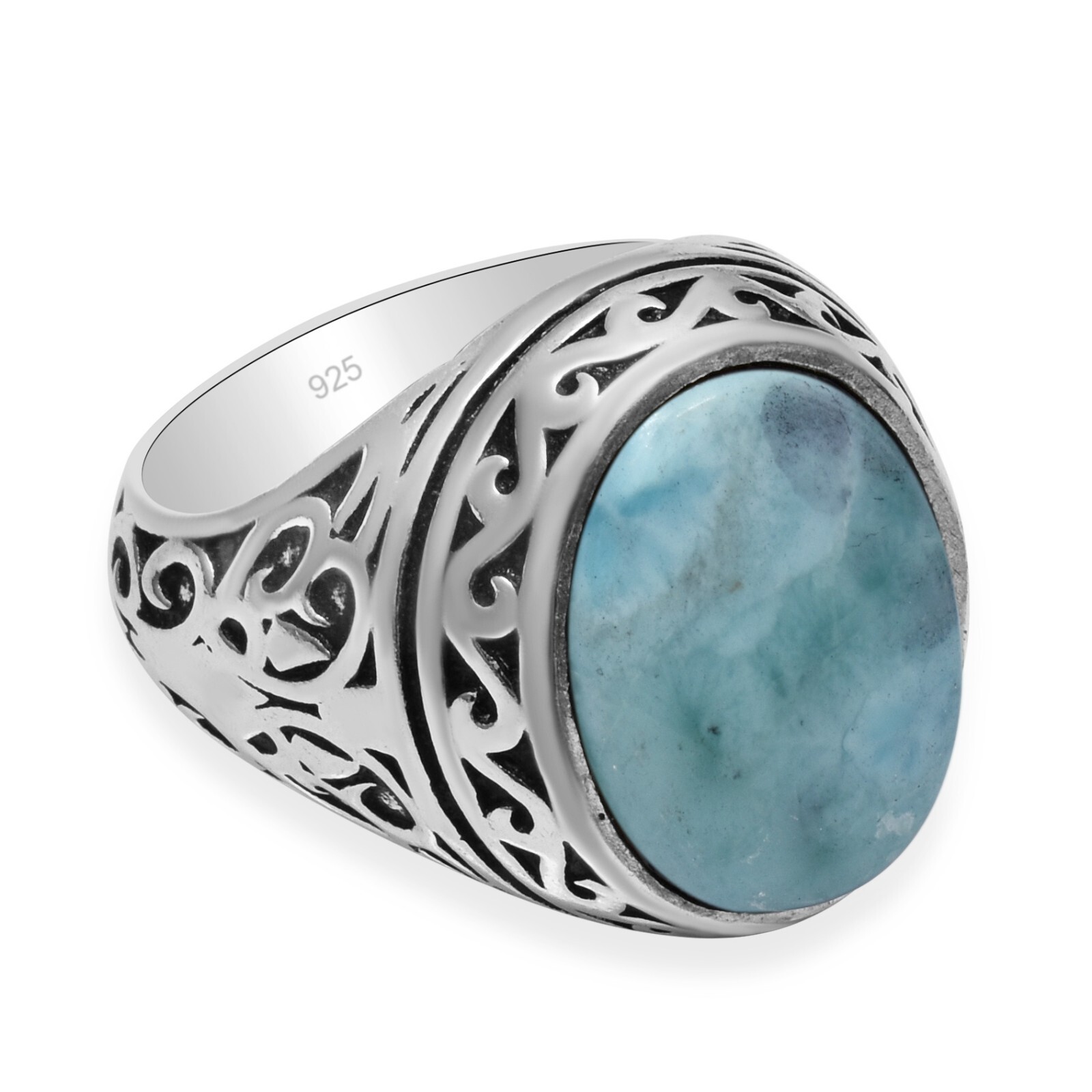 Larimar Ethnic Gemstone Durr Al Najaf Ottoman Arabic Style Jewelry Ring All Size