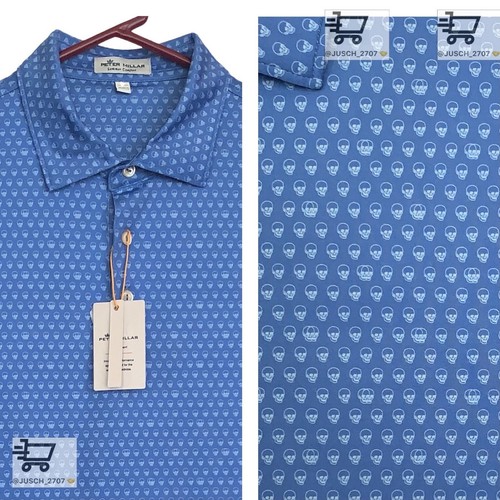 PETER MILLAR Summer Comfort Stretch Golf Polo Skull ⛳️ L
