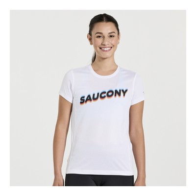 

Saucony Женское Секундомер Графический Короткий Рукав Белый Графический М Одежда, White graphic
