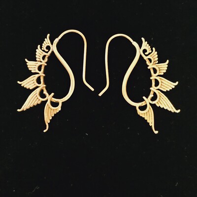 Angel Wings Earrings Solid Brass  Biker