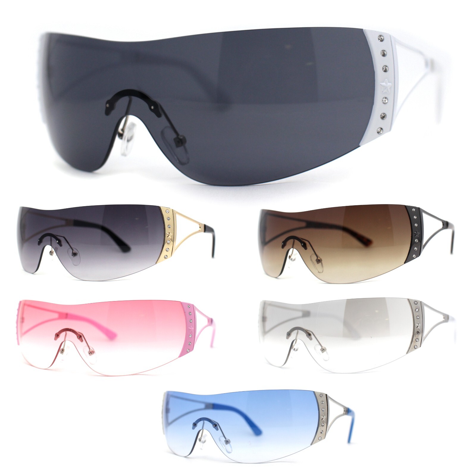Womens 90s Oversized Curved Shield Designer Shade Sunglasses Womens 90s Oversized Curved Shield Designer Shade Sunglasses
