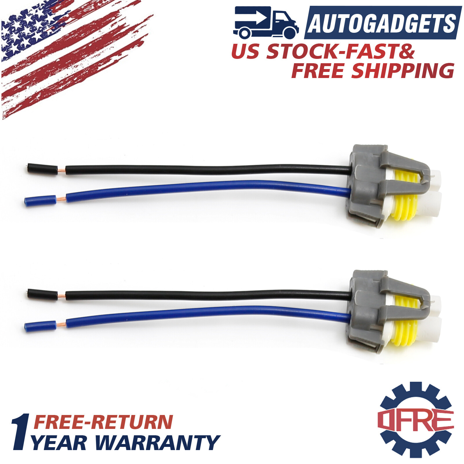 Wire Pigtail Female Ceramic C 880 Fog Light Two Harness Bulb Socket Connector OE