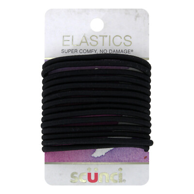 Scunci No-Damage Elastics Hair Ties, Black, 14-Pieces
