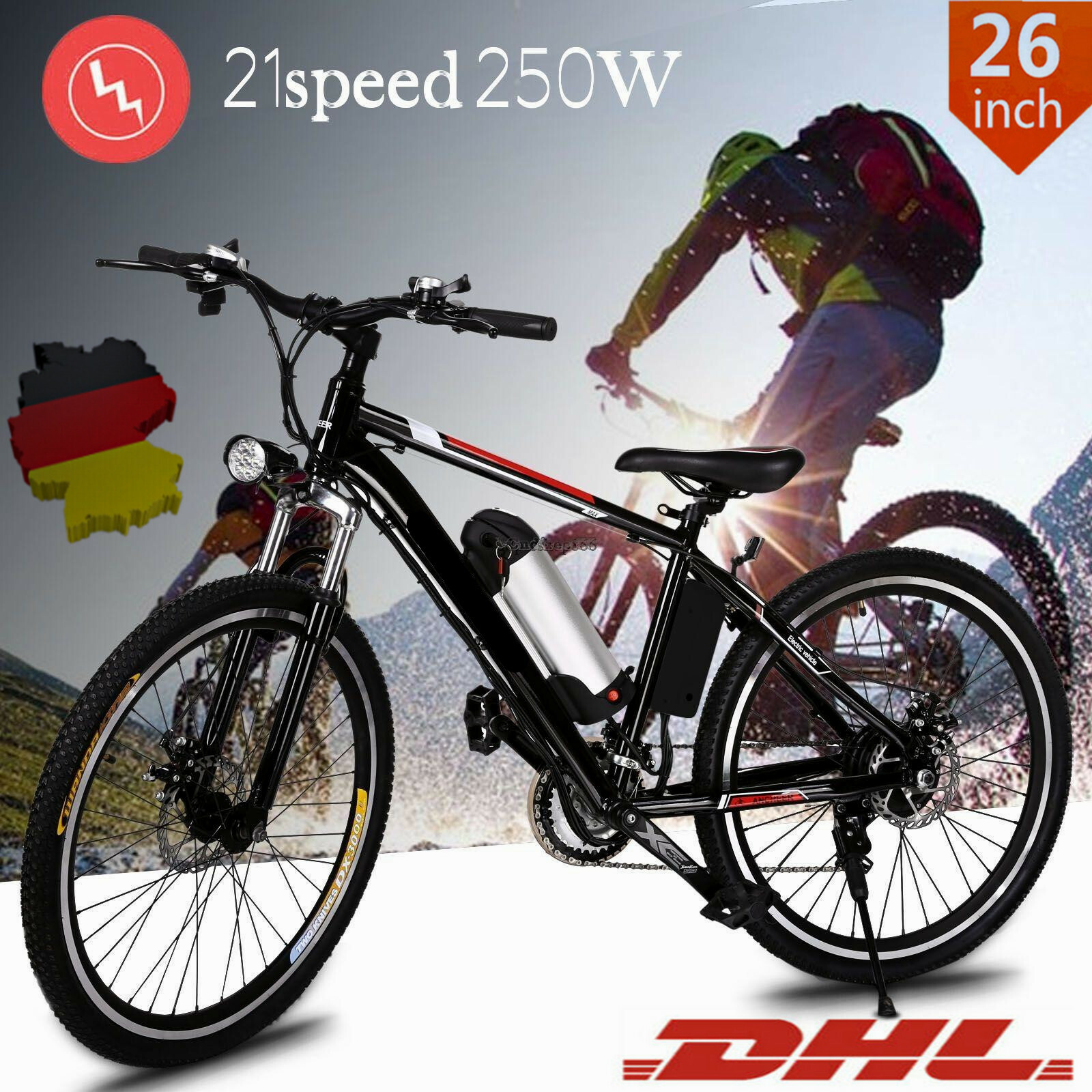 250W 36V EBike 26 Zoll Elektrofahrrad Mountainbike ALU Elektro Shimano Pedelec 