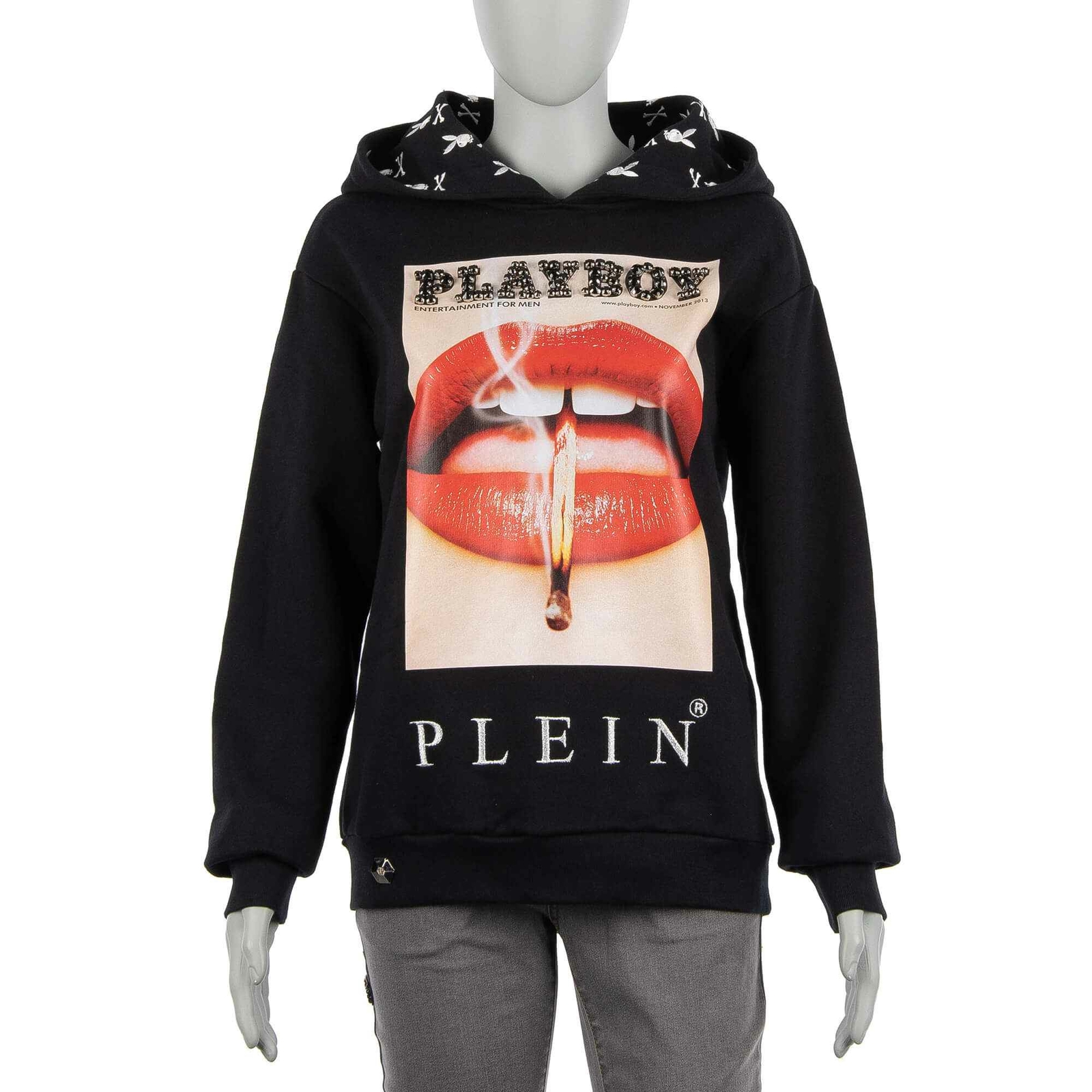 Толстовка с вышивкой Philipp Plein X Playboy Crystals Black White 08480